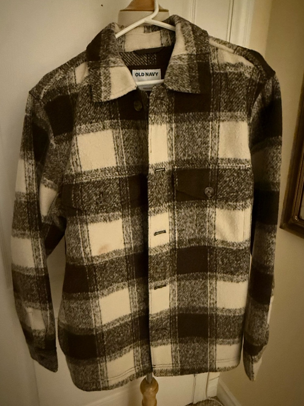 Old Navy Brown & Cream Plaid Shirt Jacket